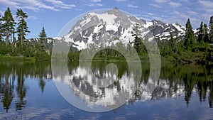 Evening at picture lake with mt shuksan reflected on the lake