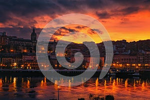 Evening in Portugalete with view of Nervion River