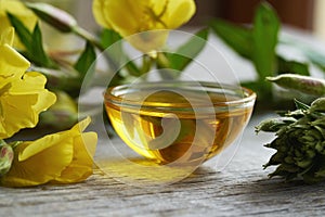 Evening primrose oil in a bowl