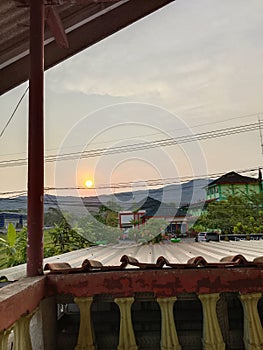 Evening on the roof of the house