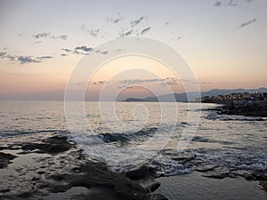 Evening sae suft in the bay of the city