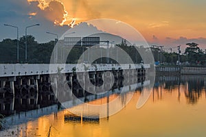 An evening scene at reservoir