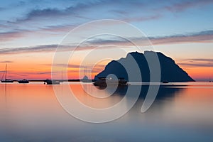 Evening scene with Tavolara Island,Sardinia, Italy