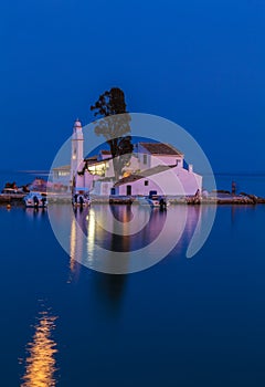 Evening scene of Vlacherna monastery, Corfu