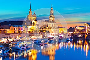 Evening scenery of the Old Town in Dresden, Germany photo