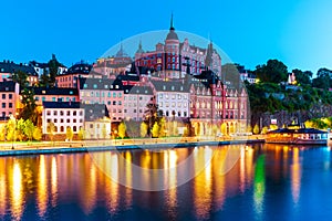 Evening scenery of the Old Town in Stockholm, Sweden