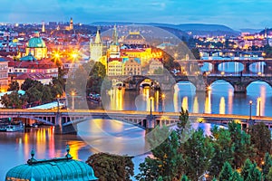 Evening scenery of Prague, Czech Republic