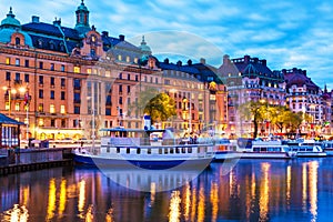 Evening scenery of Stockholm, Sweden