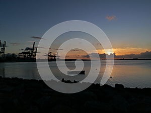 evening sea sunset dawn reflection sunrise morning ocean sky coast cloud afterglow shore wave night bay Mauritius shemla way 2