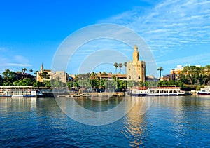 Evening Seville city view Spain.