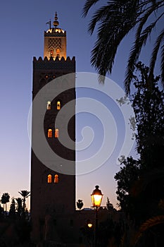 Evening shot of the koutoubia mosque Marrakech