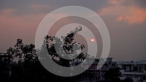 Evening shot of a sunset with colorful Cloudscape taken at the golden hour. Dehradun City of Uttarakhand, India