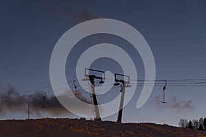 Evening skiing in ski center Donovaly, Low Tatras, Slovakia