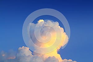 Evening sky with clouds formed approximates a mushroom cloud