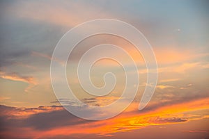 Evening sky with clouds and rays of the sun, background