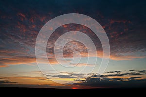 Evening sky with colored clouds