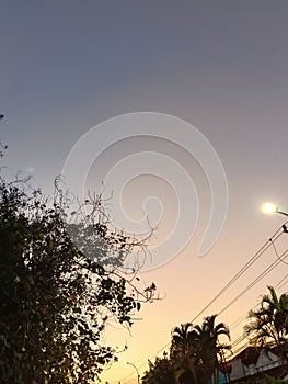 evening sky in the middle of the city