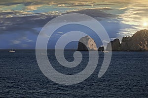 Evening Sky Over Lands End and The Arch in Cabos, Mexico