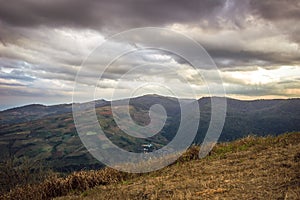 Evening sky and panoramic views from mountaintop of Phu Lom Lo,Phu Hin Rong Kla National Park,Kok Sathon,Dan Sai District,Loei,Tha