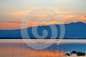 Evening sky And shadow in the lagoons