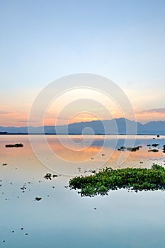 Evening sky And shadow in the lagoons