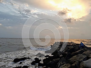 Evening sky shadow on the sea photo