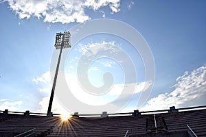 Evening sky and sunlight Backlit Stadium sport