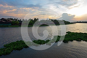 Evening sky at Tha Chin river(Maenam Tha Chin),Nakhon Pathom,Thailand