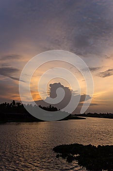 Evening sky at Tha Chin river(Maenam Tha Chin),Nakhon Pathom,Thailand