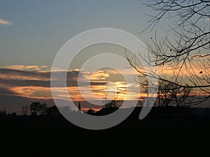 Evening sphere, sunset with clouds photo