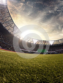 Evening stadium arena soccer field 3D illustration