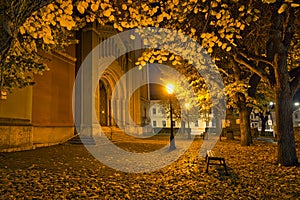 Evening still life in front of The New Evangelical Church in Kezmarok town