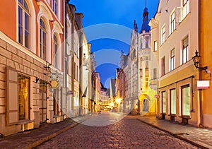 Evening street in the Old Town in Tallinn, Estonia