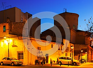 Evening street of Sant Adria de Besos. Catalonia photo