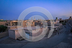 Evening Street view of Itchan Kala in Uzbek Khiva city