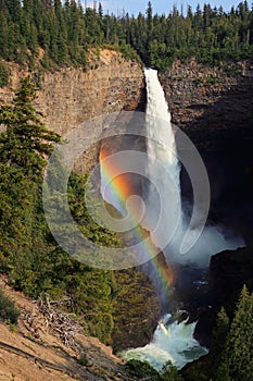 Wells Gray Provincial Park, Helmcken Falls with Beautiful Rainbow, Cariboo Mountains, British Columbia, Canada