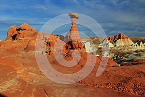 Evening Light on Southwest Desert Landscape at the Toadstools Rock Formations, Escalante National Monument, Utah, USA