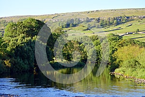 Evening Sunlight over the River Wharfe, Conistone, Wharfedale, Yorkshire Dales, England, UK