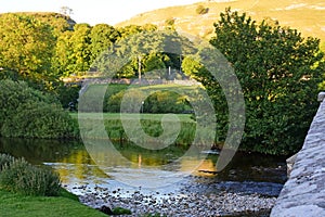 Evening Sunlight over the River Wharfe, Conistone, Wharfedale, Yorkshire Dales, England, UK