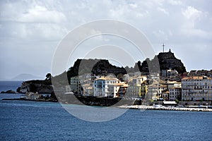 Sunlight on the apartments of Corfu