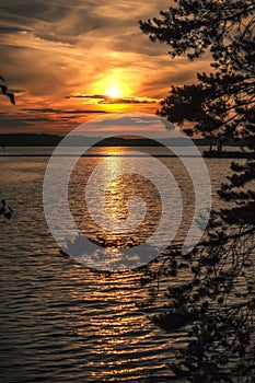 Sunset over the lake.