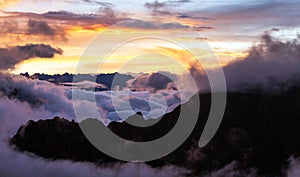 Evening sunset cloudscape view from Peruvian Andes