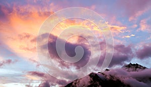 Evening sunset cloudscape view from Peruvian Andes