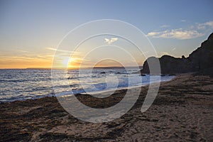 Evening sunset at Hope Cove, Devon, England