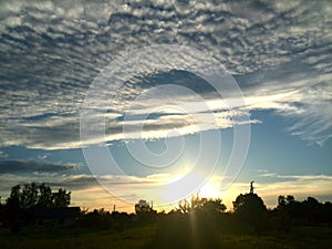 Evening. Summer. Sunset. Quiet. Sky and clouds.