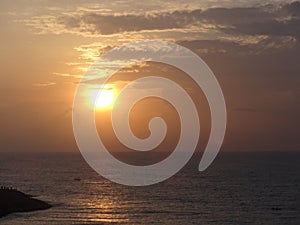 evening sunset view from the Vivekananda Rock Memorial in Kanyakumari