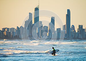 Evening Surfing in Gold Goast, Australia