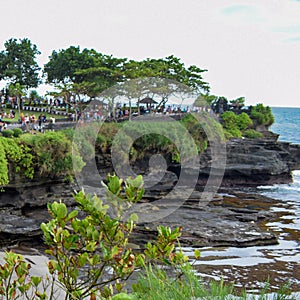 Evening in Tanha Lot, Bali Indonesia, Beautiful Tanha lot beach view in the evening at Bali