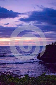 Evening in Tanha Lot, Bali Indonesia, Beautiful Tanha lot beach view in the evening at Bali