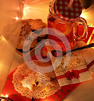 Evening tea with homemade cookies